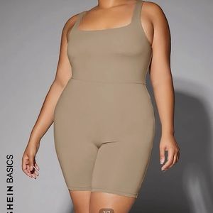 SHEIN basics solid unitard romper size 3x Nude/ beige. NWT